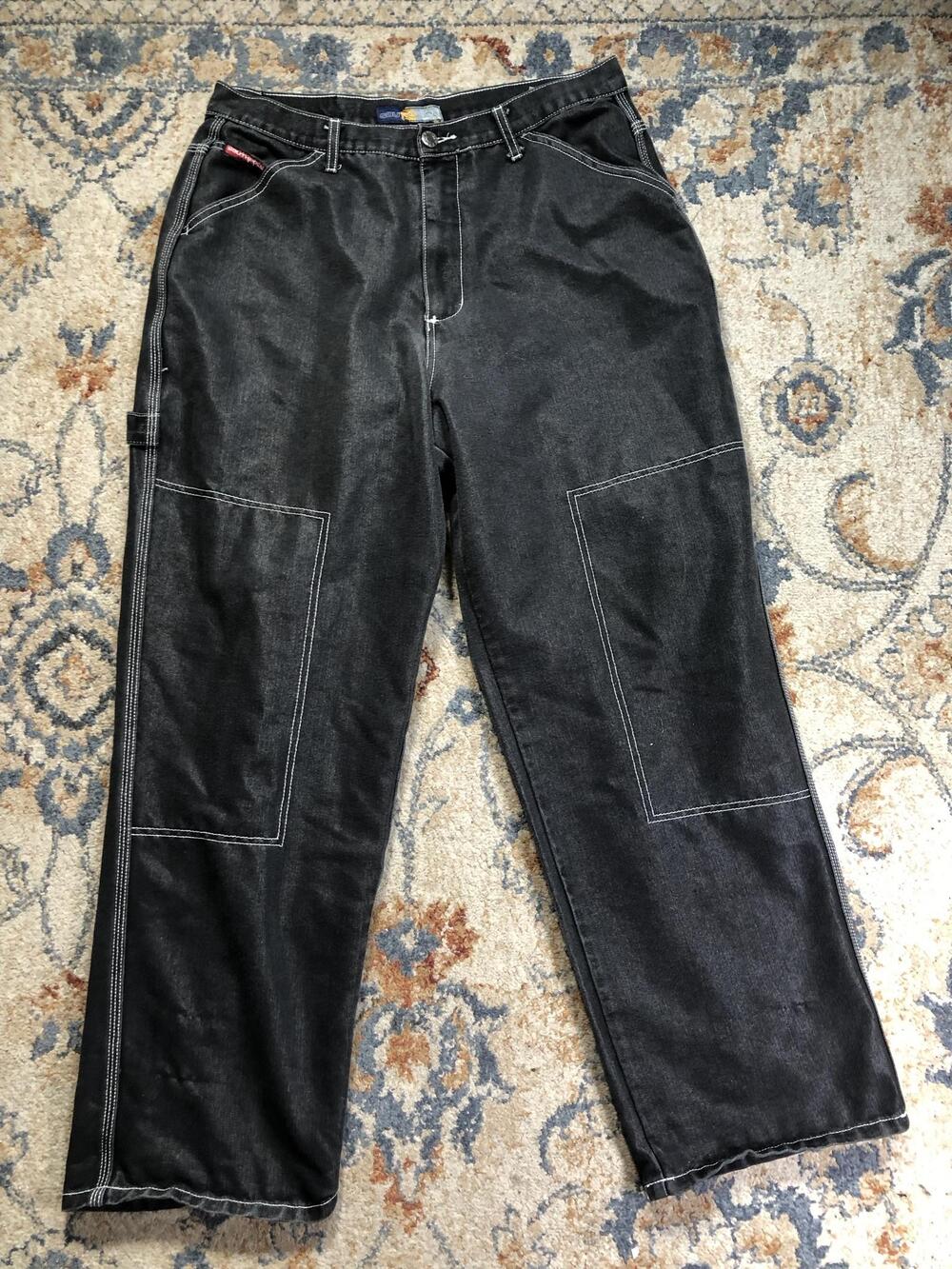 Vintage Southpole Jeans Mens 34x31 Black Charcoal Wash Relaxed Wide Leg Baggy